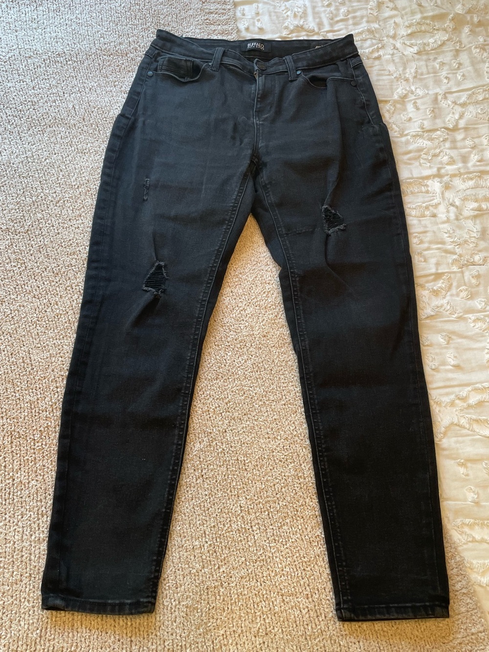 Buffalo Jeans Jess Mid-Rise Distressed Skinny Jeans - size 4/27W
